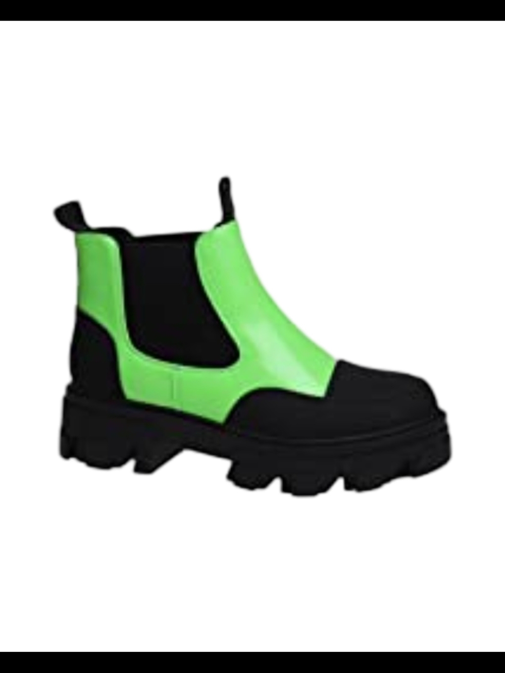 Size 8 Mata Ankle Fashion Boots in Neon Green and Black
